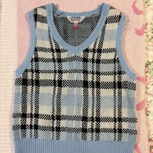 No Boundaries Light Blue and Black Knit Vest
